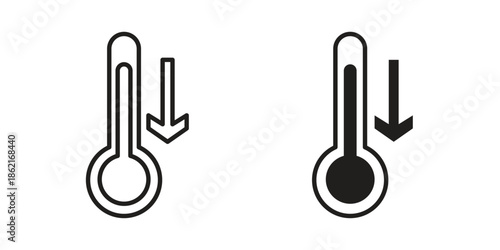 Low Temperature icons vector glyph flat style. Stroke with editable size icons