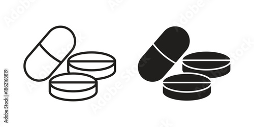 Medicine icons vector glyph flat style. Stroke with editable size icons