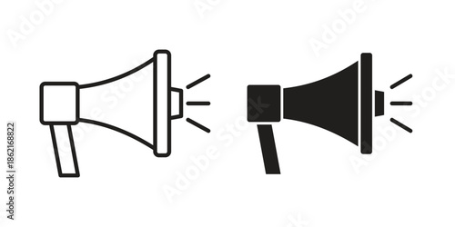 Megaphone icons vector glyph flat style. Stroke with editable size icons