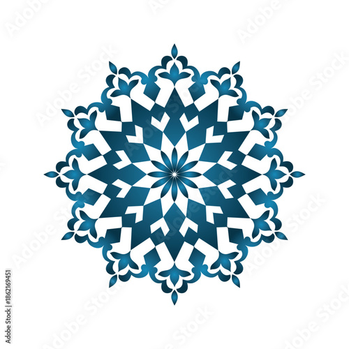 Elegant Blue Islamic Geometric Mandala Pattern for Decoration and Background