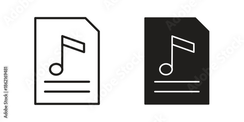 Music File icons vector glyph flat style. Stroke with editable size icons