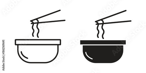 Noodles icons vector glyph flat style. Stroke with editable size icons
