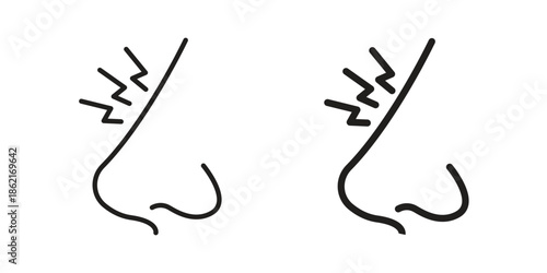 Nose pain icons vector glyph flat style. Stroke with editable size icons