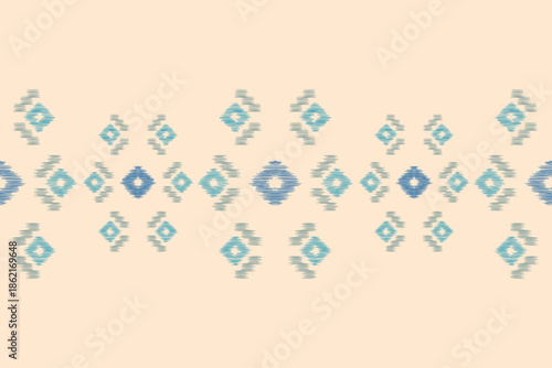 Traditional ethnic ikat motif fabric colorful pattern embroidery oriental pattern cream brown background wallpaper abstract,vector,art.