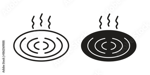 Onsen icons vector glyph flat style. Stroke with editable size icons