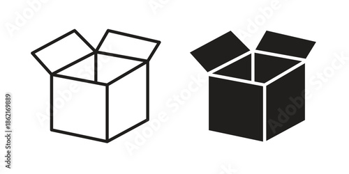 Open box icons vector glyph flat style. Stroke with editable size icons