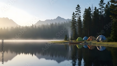 Adventure Travel Scene in Scenic Natural Landscape

