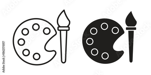 Palette icons vector glyph flat style. Stroke with editable size icons