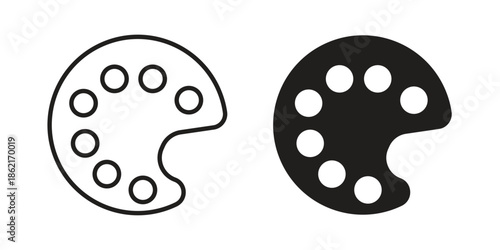 Palette icons vector glyph flat style. Stroke with editable size icons