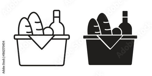 Picnic icons vector glyph flat style. Stroke with editable size icons