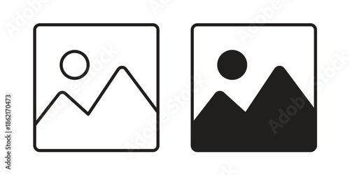 Picture icons vector glyph flat style. Stroke with editable size icons