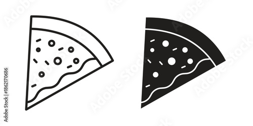 Pizza slice icons vector glyph flat style. Stroke with editable size icons