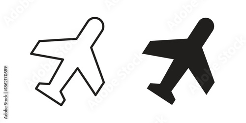 Plane icons vector glyph flat style. Stroke with editable size icons