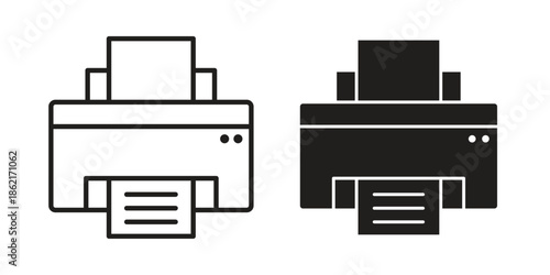 Print icons vector glyph flat style. Stroke with editable size icons