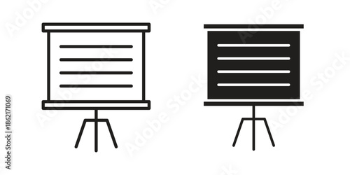 Presentation icons vector glyph flat style. Stroke with editable size icons