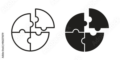 Puzzle icons vector glyph flat style. Stroke with editable size icons