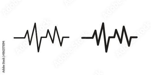 Pulse icons vector glyph flat style. Stroke with editable size icons