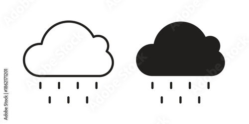 Rain icons vector glyph flat style. Stroke with editable size icons