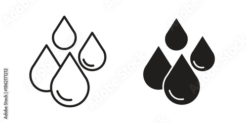 Raindrops icons vector glyph flat style. Stroke with editable size icons