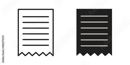 Receipt icons vector glyph flat style. Stroke with editable size icons
