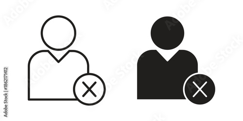 Remove user icons vector glyph flat style. Stroke with editable size icons