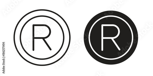 Registered icons vector glyph flat style. Stroke with editable size icons