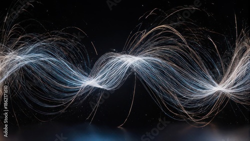 Abstract Light Trails on Black Background - Dynamic Energy and Movement.
