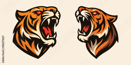 Premium roaring tiger head design