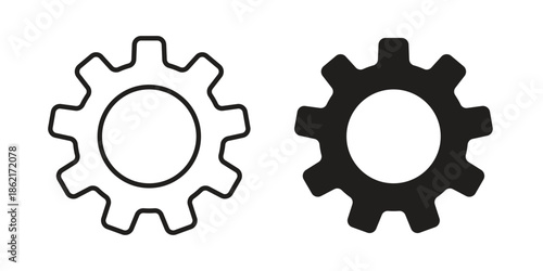 Settings icons vector glyph flat style. Stroke with editable size icons