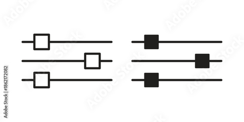Settings sliders icons vector glyph flat style. Stroke with editable size icons
