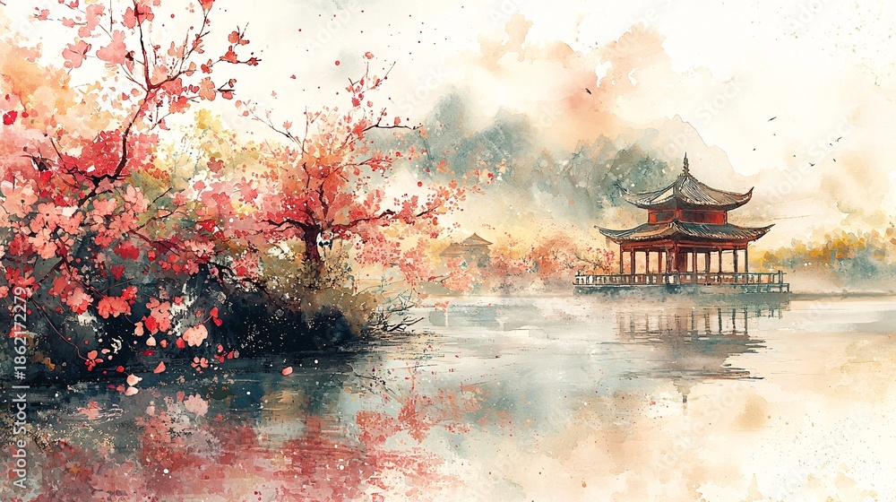 Fototapeta premium Ink wash painting