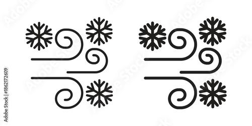 Snow blowing icons vector glyph flat style. Stroke with editable size icons