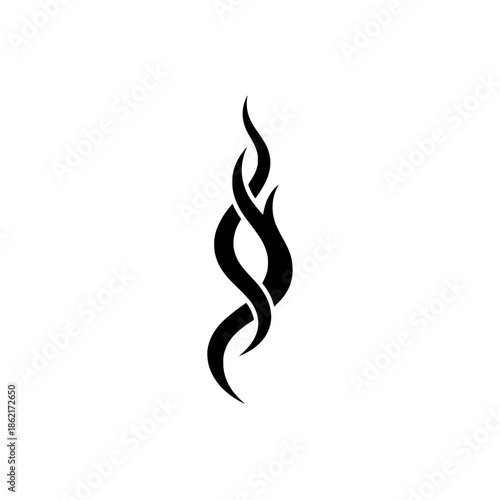 Curved Smoke or Fire Line Icon, Symbol of Heat Energy and Air Movement