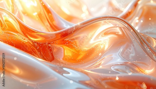 Abstract Liquid Waves - A Mesmerizing Dance of Orange and White.