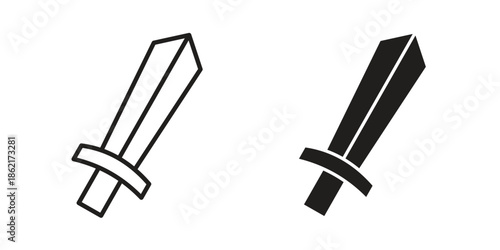 Sword icons vector glyph flat style. Stroke with editable size icons