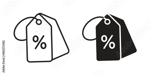 Tags icons vector glyph flat style. Stroke with editable size icons