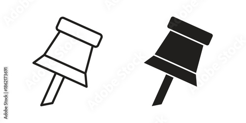 Thumbtack icons vector glyph flat style. Stroke with editable size icons