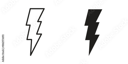 Thunder bolt icons vector glyph flat style. Stroke with editable size icons