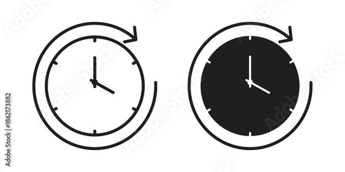 Time forward icons vector glyph flat style. Stroke with editable size icons