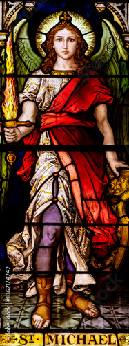 Archangel St. Michael in stained glass