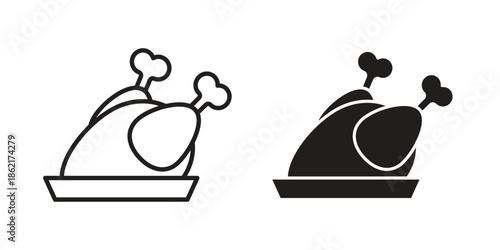Turkey icons vector glyph flat style. Stroke with editable size icons