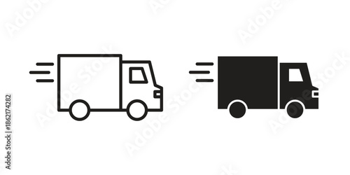 Truck icons vector glyph flat style. Stroke with editable size icons