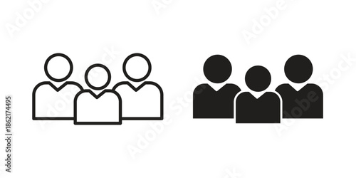 Users icons vector glyph flat style. Stroke with editable size icons