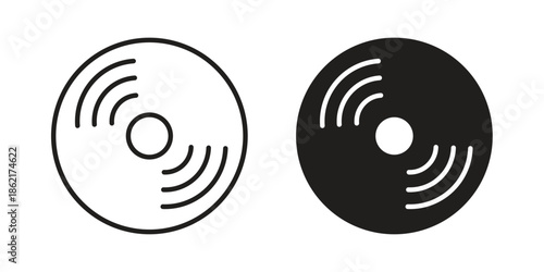 Vinyl icons vector glyph flat style. Stroke with editable size icons