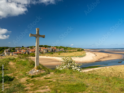 View towards Alnmouth with the famous Cross