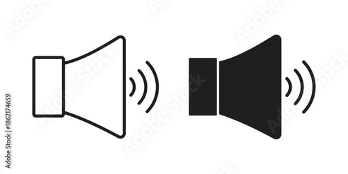 Volume icons vector glyph flat style. Stroke with editable size icons