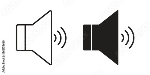 Volume icons vector glyph flat style. Stroke with editable size icons