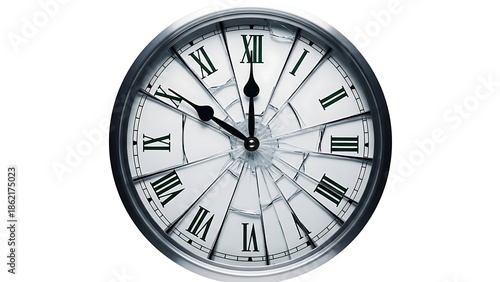 Oval shaped analog clock with roman numerals