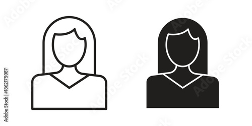 Woman icons vector glyph flat style. Stroke with editable size icons