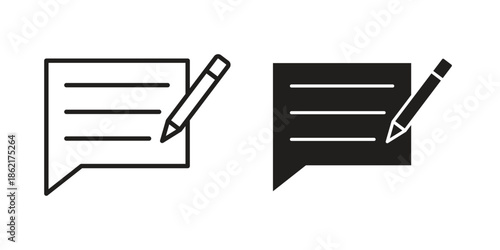Write comment icons vector glyph flat style. Stroke with editable size icons